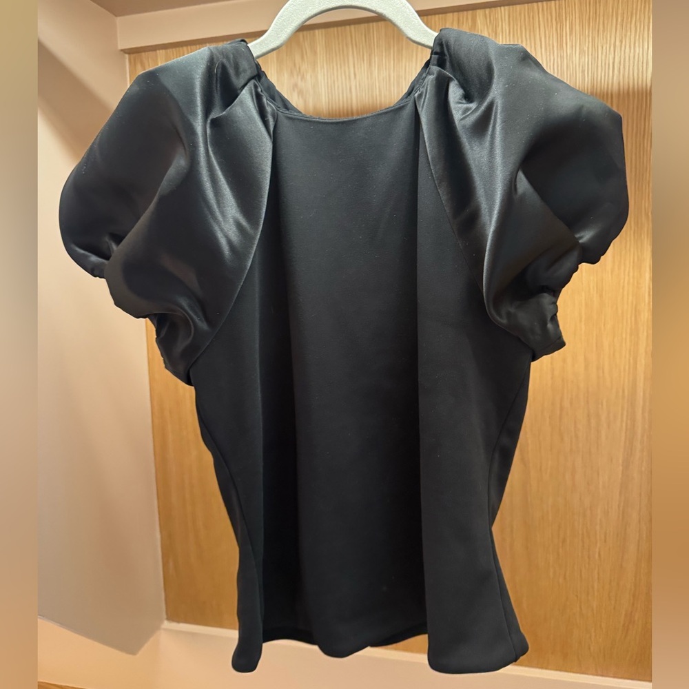 Alice + Olivia Black Puff Sleeve Blouse